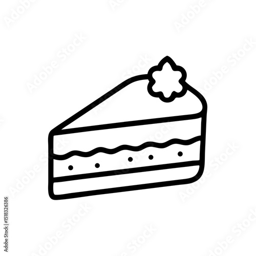 Cheesecake slice outline icon, isolated on white background