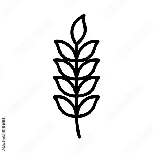 Wheat plant outline icon, isolated on white background