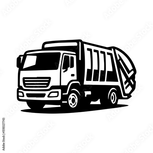 Garbage truck icon with transparent background waste collection vehicle symbol
