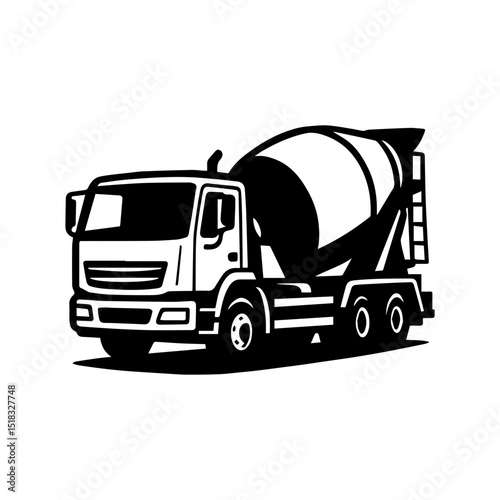 Cement mixer icon with transparent background construction vehicle symbol
