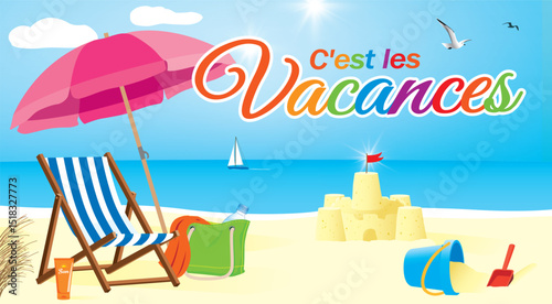 C'EST LES VACANCES 2. Illustration vectorielle.