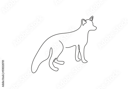 Continuous single line drawing of fox. One line art style fox drawing concept. Fox animals vector illustration