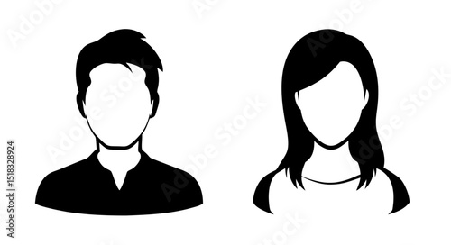 Male and female portraits, silhouettes, avatars or profiles for unknown anonymous persons.