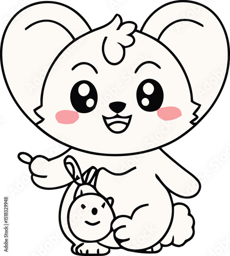 Cute Cartoon Bear with Toy Friend on Background Vector Illustration for Children's Designs and Educational Materials