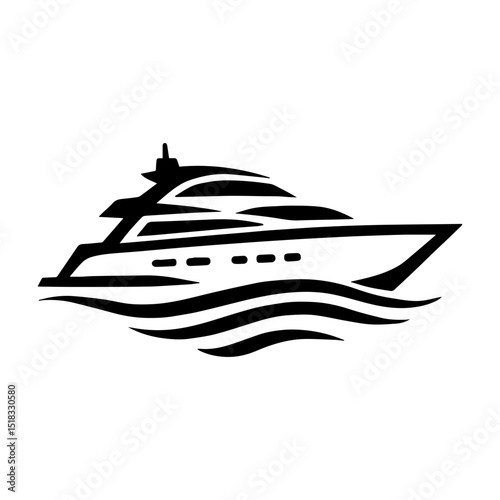 Yacht icon in transparent background
