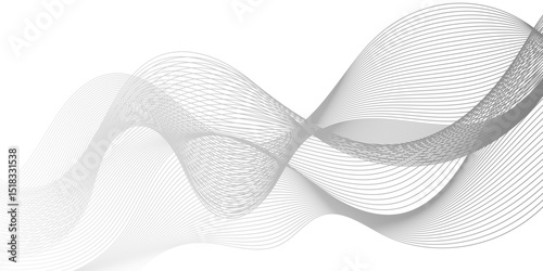 Abstract wave line for banner, template, wallpaper background with wave design. Abstract grey, white smooth element swoosh speed wave modern stream transparent background.Vector illustration