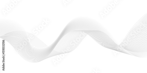 Abstract wave line for banner, template, wallpaper background with wave design. Abstract grey, white smooth element swoosh speed wave modern stream transparent background.Vector illustration