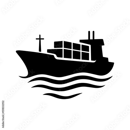 Cargo ship icon in transparent background
