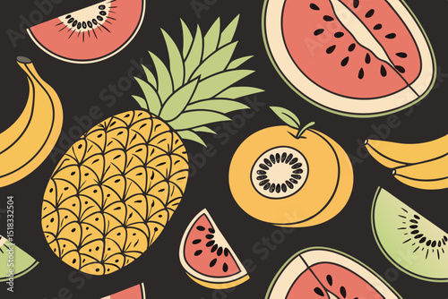 seamless pattern with fruits