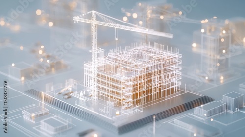 Digital Architectural Design, Futuristic Building Under Construction