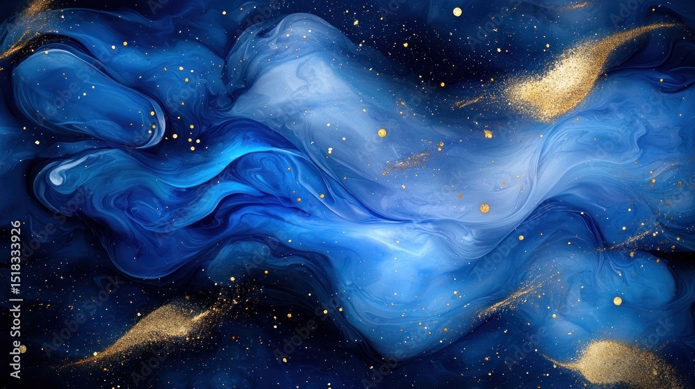 Obraz premium Abstract blue and gold cosmic swirl and stardust