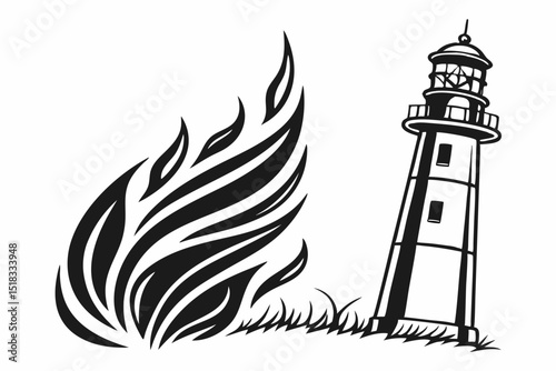 lighthouse silhouette vector