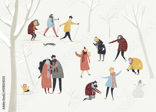 Hand-drawn cute cartoon animal poster templates, interesting children's flat vector illustrations, and cheerful festival backgrounds