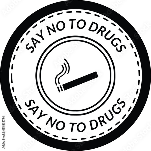 Say No To Drugs Anti-Smoking Awareness Icon - Vector Badge