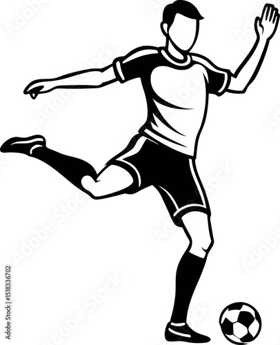 Silhouette of boy playing football. silhouette of playing football. A boy is hitting football.