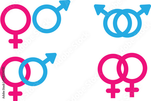 Gender Symbols Set Including Male, Female, and Same-Sex Icons