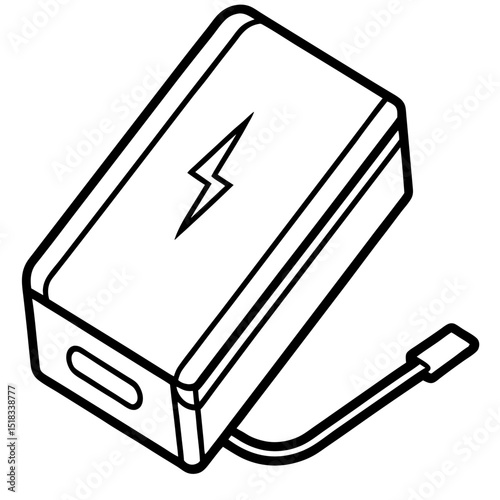 Minimal Power Bank Vector with Charging Status on White Background
