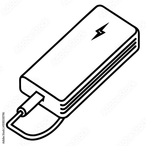 Minimal Power Bank Vector with Charging Status on White Background