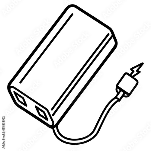 Minimal Power Bank Vector with Charging Status on White Background