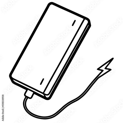 Minimal Power Bank Vector with Charging Status on White Background