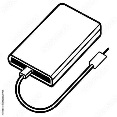 Minimal Power Bank Vector with Charging Status on White Background