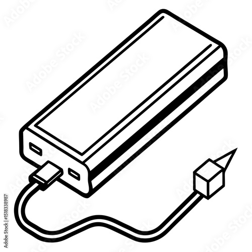 Minimal Power Bank Vector with Charging Status on White Background