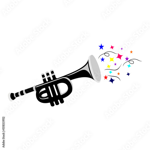 christmas trumpet icon with gray and black combination, vector illustration