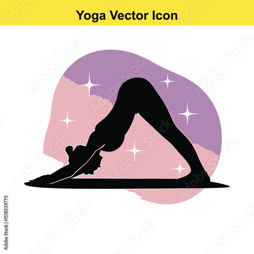 Yoga pose downward facing dog silhouette vector illustration