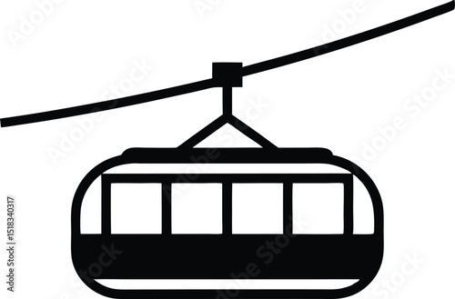 cable car silhouette vector icon.