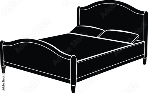 double bed silhouette vector illustration