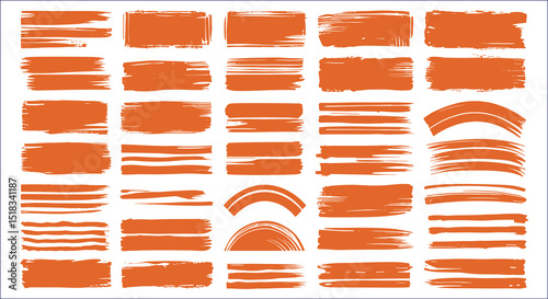 Orange Brush Stroke Collection Vector Illustration Abstract Design Elements Art