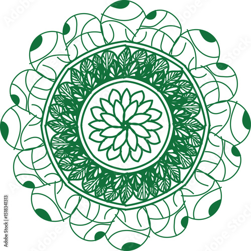 Beautifully crafted mandala vector illustration featuring detailed, symmetrical patterns in a circular layout. Ideal for use in spiritual art, coloring books, meditation visuals, textile design, and d