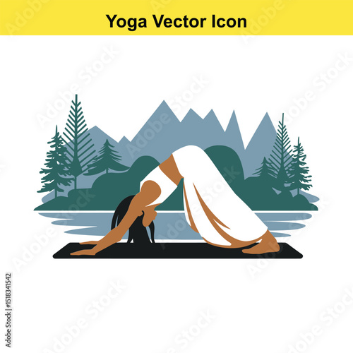 Woman practicing downward facing dog yoga pose in nature