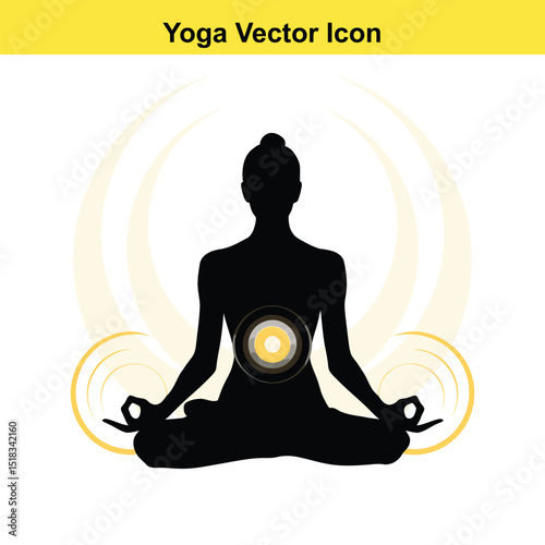 Silhouette of a woman meditating in lotus pose yoga vector icon