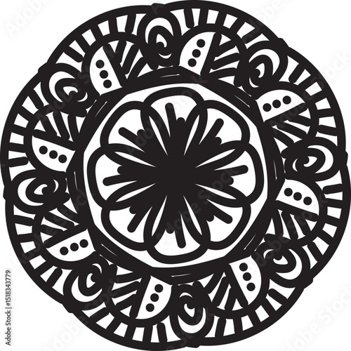 Beautifully crafted mandala vector illustration featuring detailed, symmetrical patterns in a circular layout. Ideal for use in spiritual art, coloring books, meditation visuals, textile design, and d