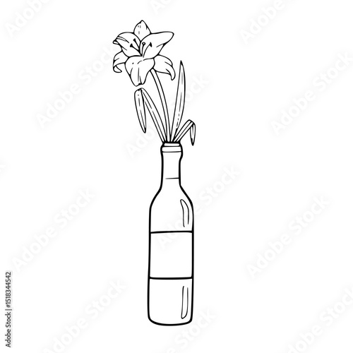 recycled bottle with blossom line art