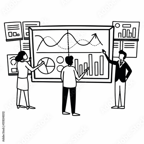 Business team analyzing data charts