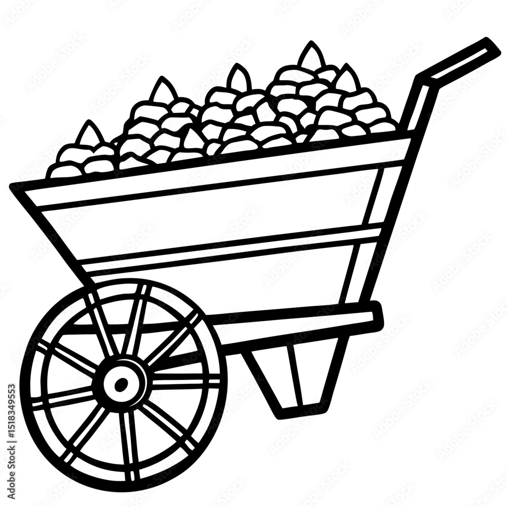 Old Corn Cart – Simple Vector on White Old Corn Cart – Simple Vector on White