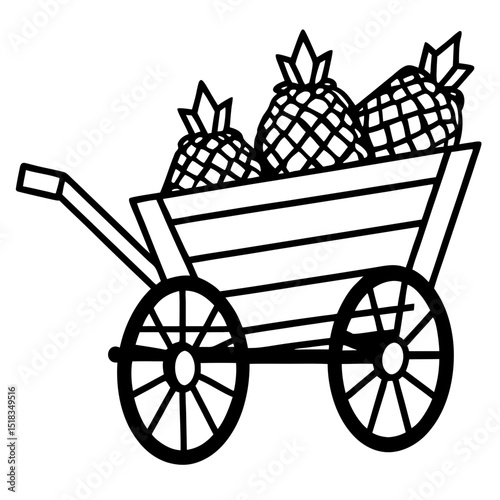 Old Corn Cart – Simple Vector on White