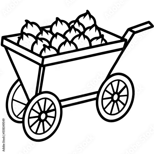 Old Corn Cart – Simple Vector on White