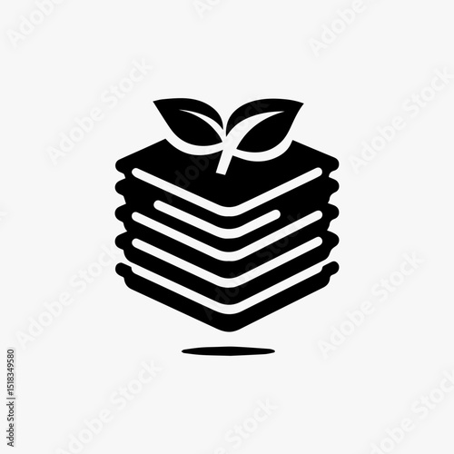 Minimalist black and white line art vector illustration of a delicious lasagna. Italian food logo concept