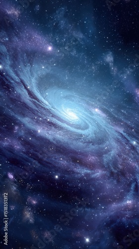 Majestic spiral galaxy rotating in deep space with stars and nebulae