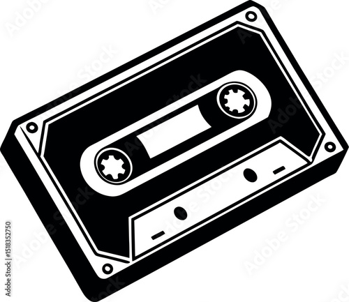 Vintage Cassette Tape in Chrome Finish Shallotte on white background