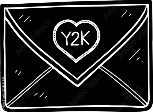 Y2K Love Letter Envelope with Heart Seal Shallotte on white background