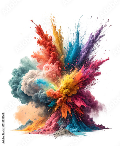 Colorful powder explosion burst with vibrant rainbow hues
