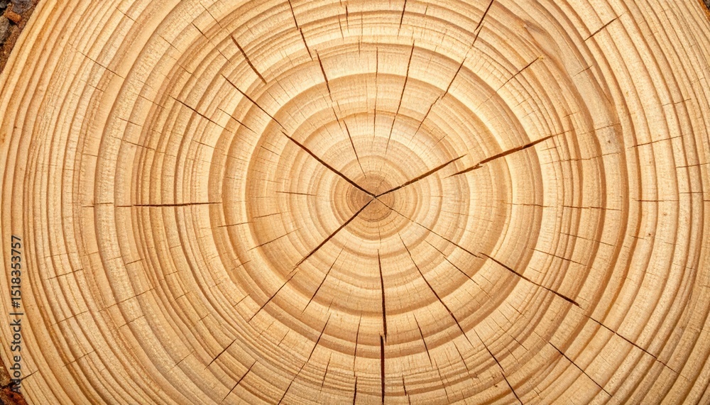 Fototapeta premium Tree Rings: A detailed look at the concentric circles of a tree stump, showing the life story of a tree, telling time and growth of nature.