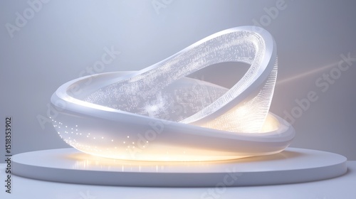 Futuristic White Structure, Glowing Architectural Design