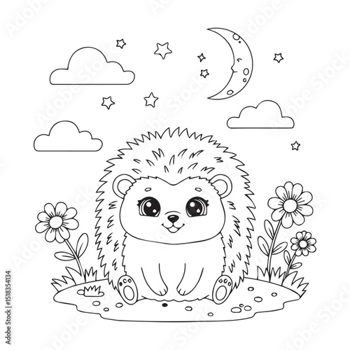 cute hedgehog to colour. vector illustration graphic design