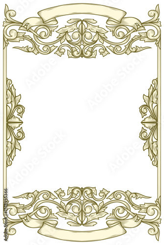 Decorative ornate floral blank design card frame template