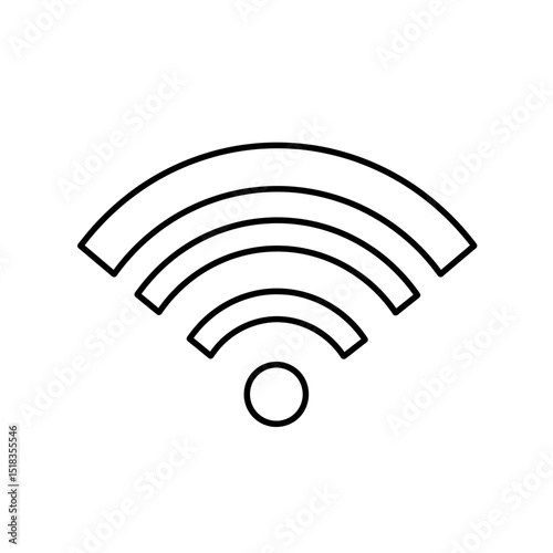 Simple Wireless Network Symbol Thin Line Style Vector Featuring Signal Strength Arcs For Connectivity Interface Element